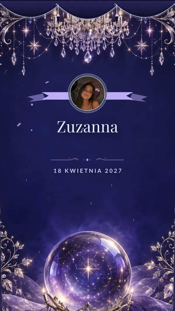 Motyw zaproszenia na osiemnastkę „Kryształowy bal” — akwarela