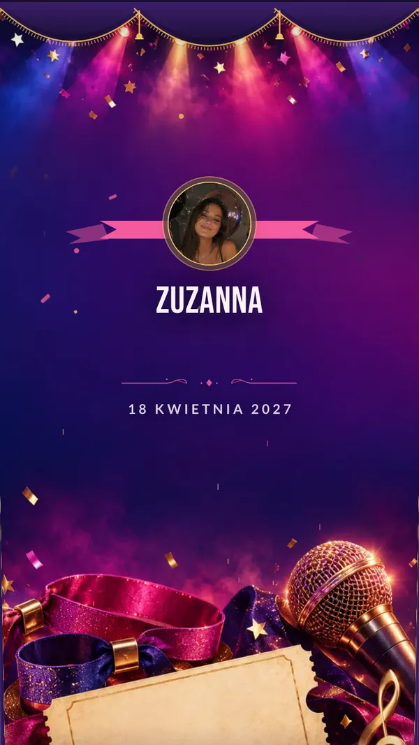 Motyw zaproszenia na osiemnastkę „Festiwal” — akwarela