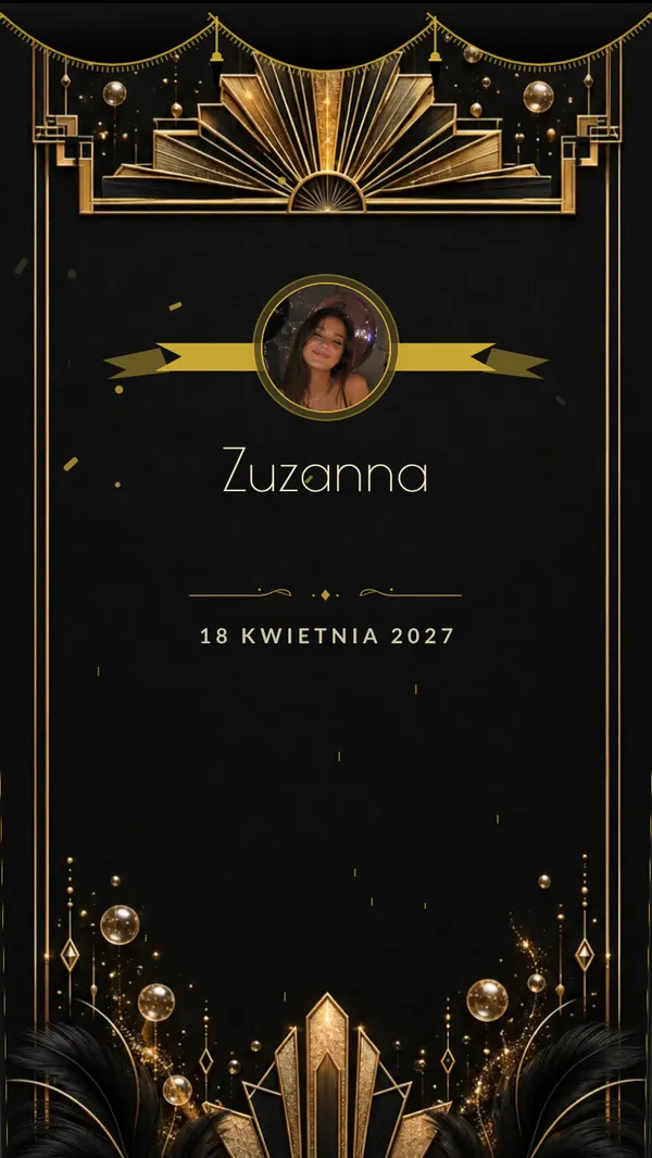 Motyw zaproszenia na osiemnastkę „Gatsby” — akwarela