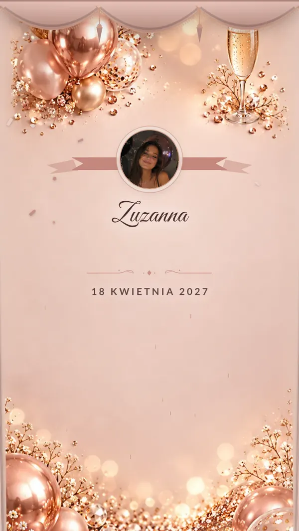 Motyw zaproszenia na osiemnastkę „Glamour” — akwarela