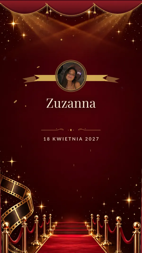 Motyw zaproszenia na osiemnastkę „Hollywood” — akwarela