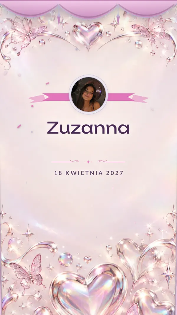 Motyw zaproszenia na osiemnastkę „Y2K” — akwarela