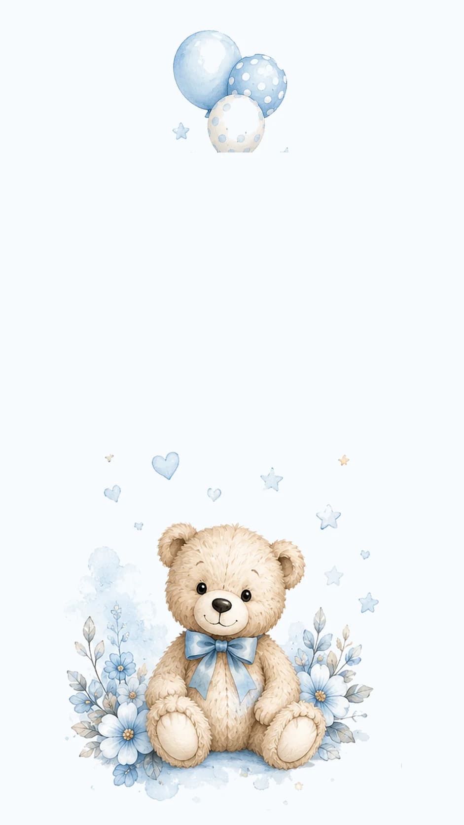 Christening invitation theme “Blue Bear”