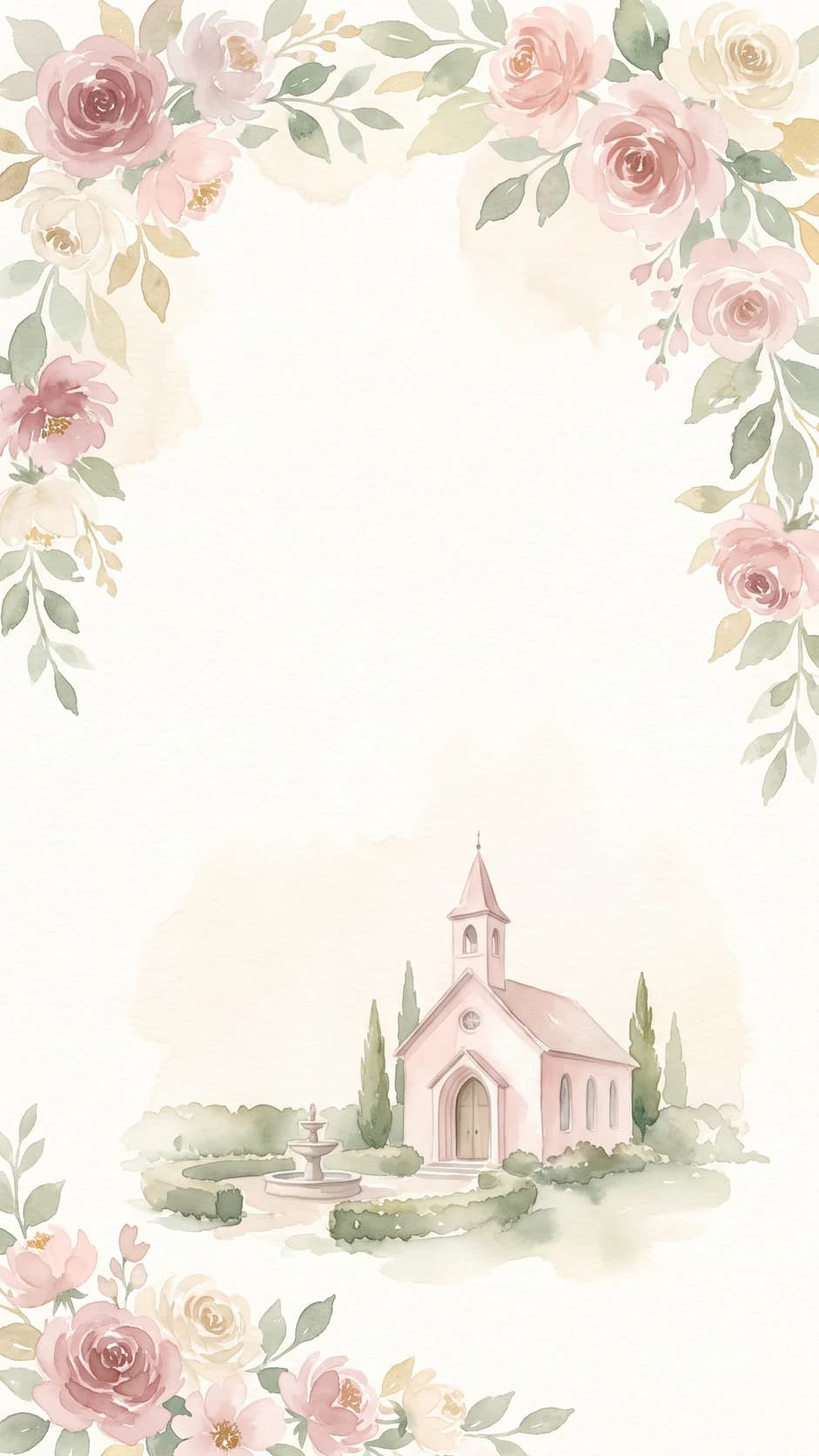 Christening invitation theme “Rose morning”
