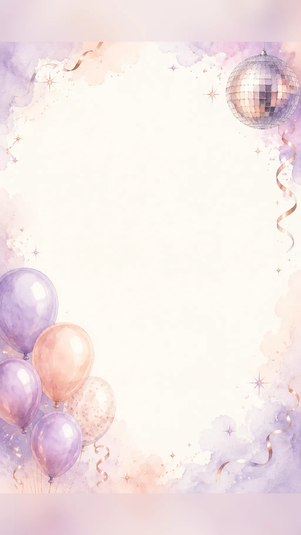 18th birthday invitation theme “Pastel Disco” — watercolour