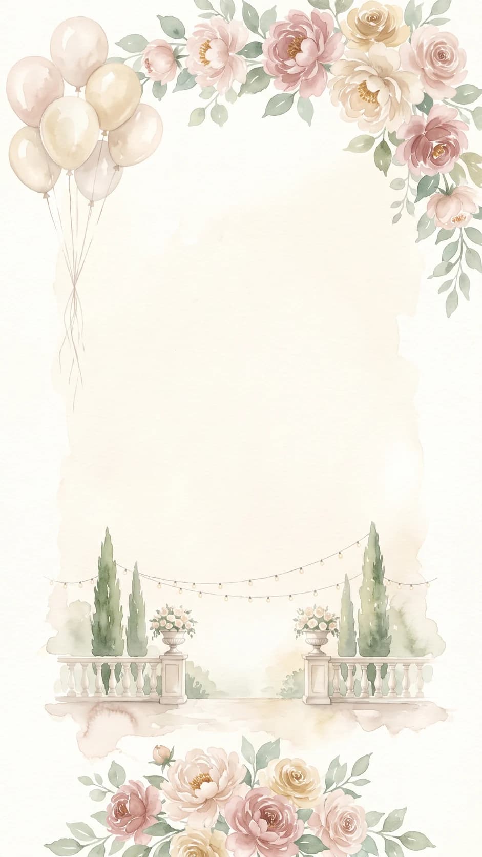 18th birthday invitation theme “Powder terrace” — watercolour