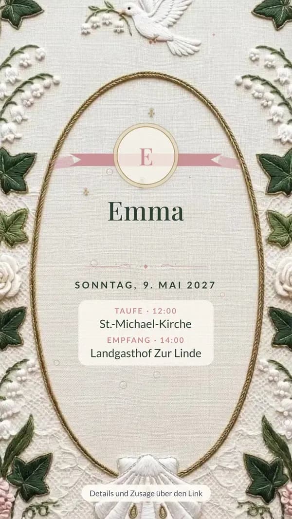 Beispielbild einer Einladung, verschickt per WhatsApp