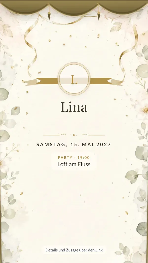 Beispielbild einer Einladung, verschickt per WhatsApp